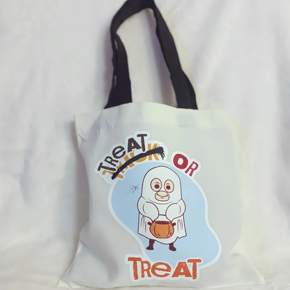 Halloween Trick or Treat Ghost Mini Tote Bag 10x10 inches